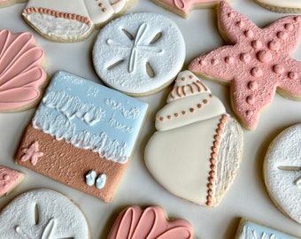 Beach themed sugar cookies