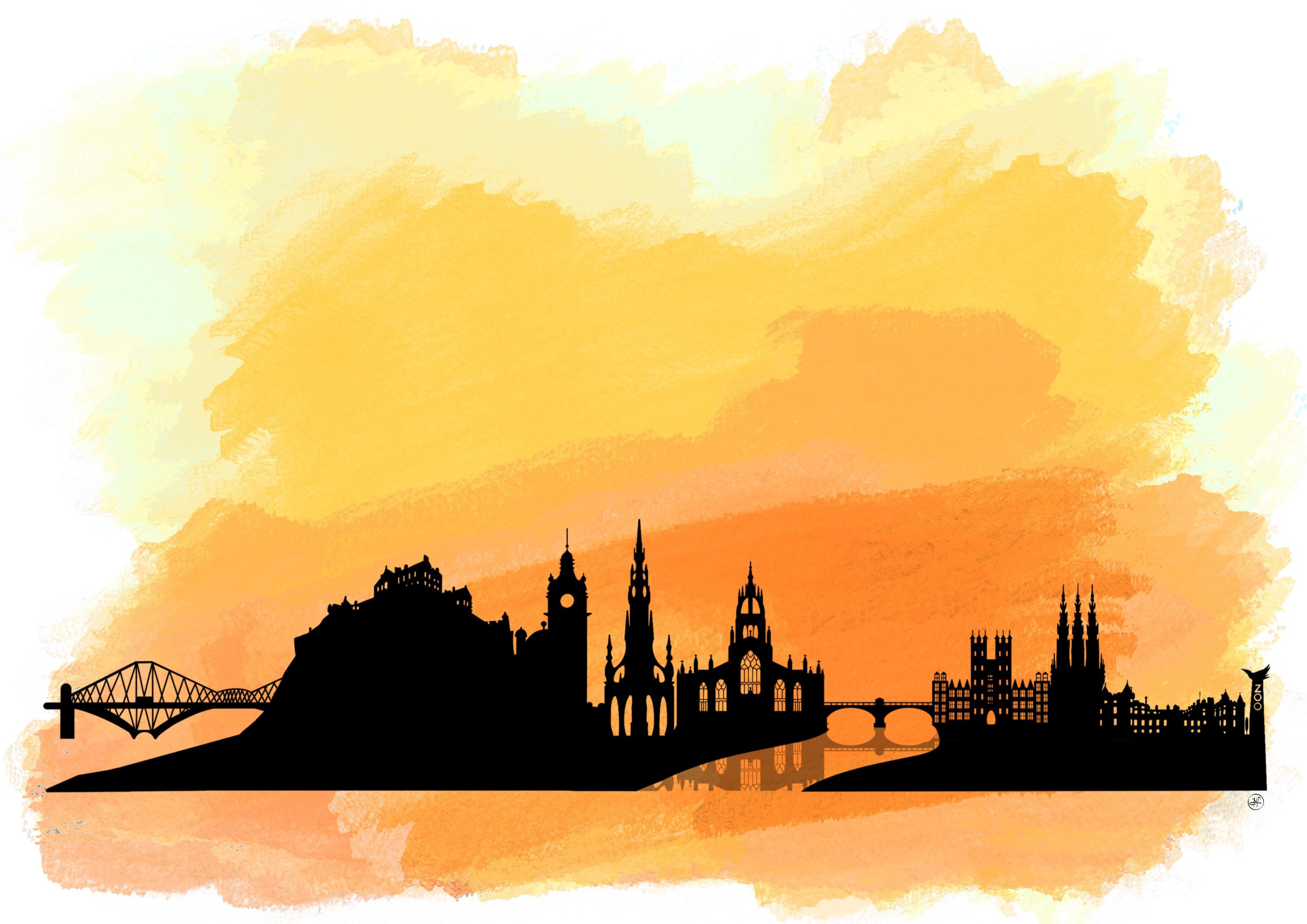 Edinburgh City Skyline Print Etsy