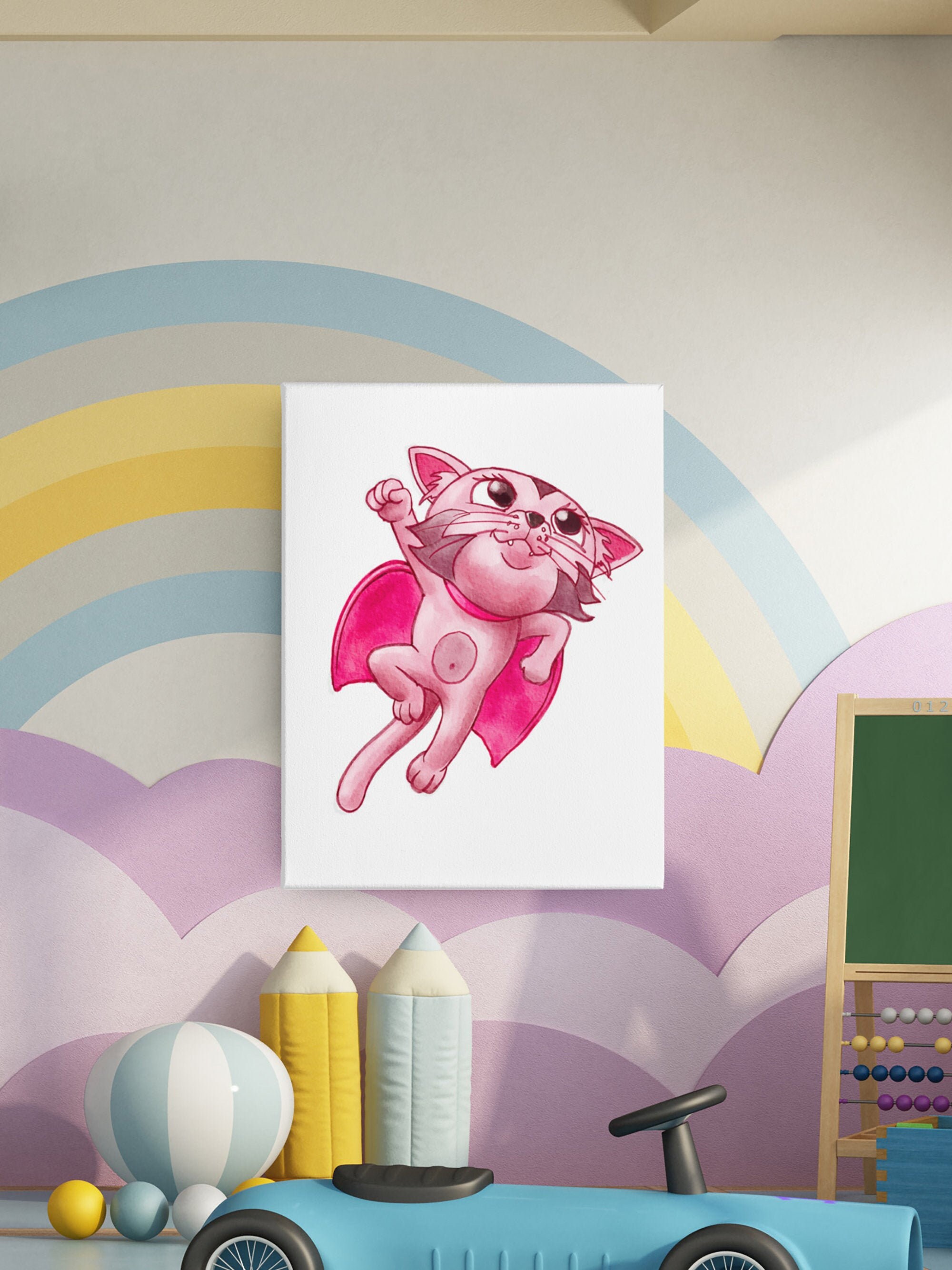 Hero Kitty Nursery Wall Decor Digital Art Download Girls Etsy Australia