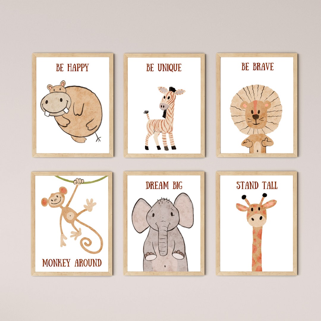 6 Animal Nursery Decor Printables Decor Nursery Wall Art - Etsy
