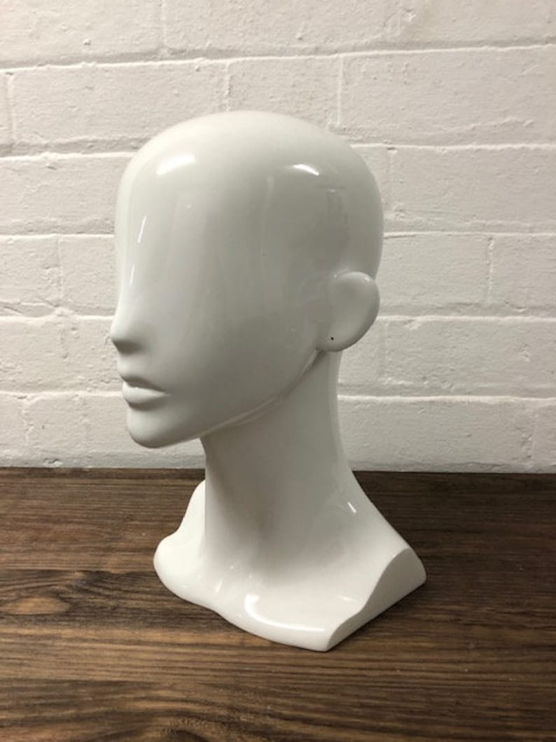 Female Mannequin Head Gloss White Etsy