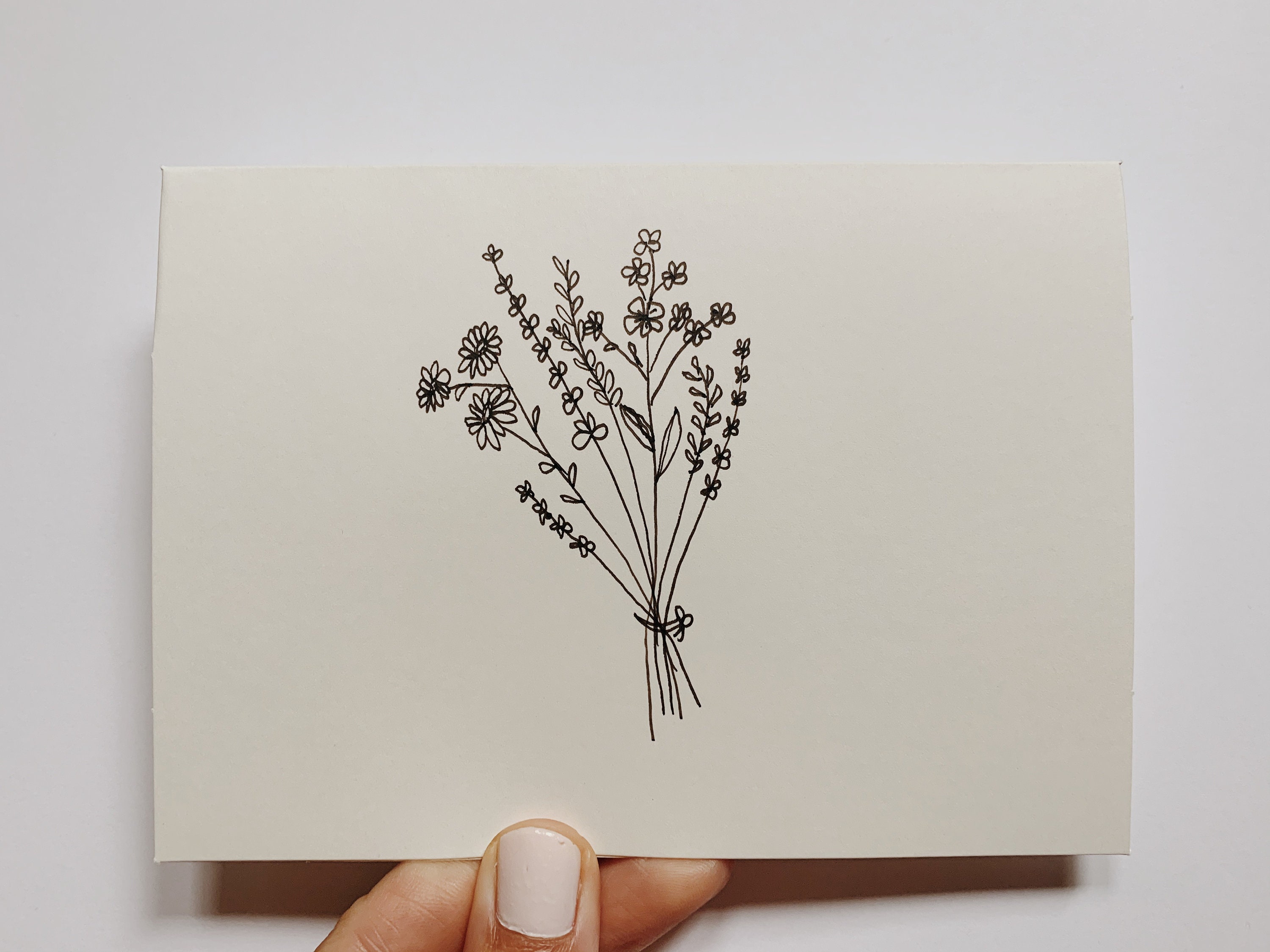 Minimal Ink Flower Greeting Card Hand-drawn Set of 5 - Etsy Israel