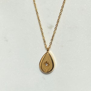 18K North Star Teardrop Necklace, North Star Necklace, Polaris Necklace, Mini Star Necklace, Layering Necklace, Starburst Necklace, Compass