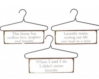 Laundry Themed Hanger Plaques ǀ Hanging Sign ǀ Homeware