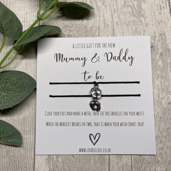 Mummy & Daddy to Be Wish Bracelet | Personalised Wish Bracelet | Wish Bracelet Charm | Family | New Baby | Parents to Be
