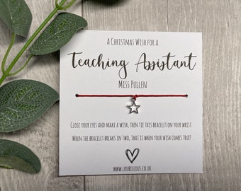 Teaching Assistant Christmas Wish Bracelet | Personalised Wish Bracelet | Wish Bracelet Charm | Christmas | Teaching Assistant | Gift