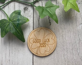 Good Luck Wooden Token | Keepsake Gift | Wooden Gift | Laser Engraved | Personalised | Friends | Family | Good Luck