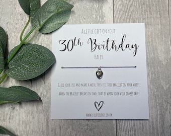 30th Birthday Wish Bracelet | Personalised Wish Bracelet | Wish Bracelet Charm | Family | Friends | Birthday