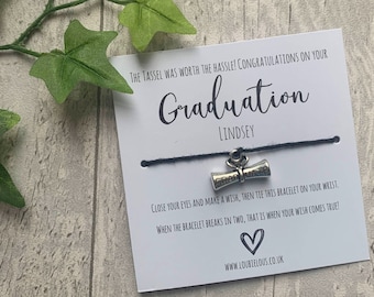 Graduation Wish Bracelet | Personalised Wish Bracelet | Wish Bracelet Charm | Family | Friends