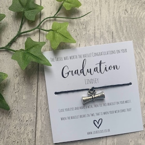 Graduation Wish Bracelet | Personalised Wish Bracelet | Wish Bracelet Charm | Family | Friends