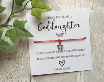 Goddaughter Christmas Wish Bracelet | Personalised Wish Bracelet | Wish Bracelet Charm | Christmas | Goddaughter | Gift
