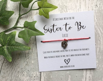 Sister to Be Christmas Wish Bracelet | Personalised Wish Bracelet | Wish Bracelet Charm | Family | New Baby | Sibling | Sister Gift