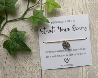 Start Exams Wish Bracelet | Personalised Wish Bracelet | Wish Bracelet Charm | Family | Friends | Good Luck | Start Exams