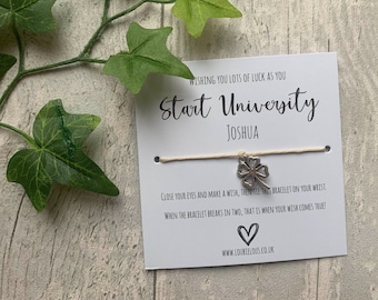 Start University Wish Bracelet | Personalised Wish Bracelet | Wish Bracelet Charm | Family | Friends | Good Luck | University | Uni