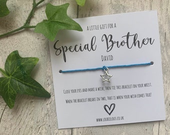 Special Brother Wish Bracelet| Personalised Wish Bracelet | Wish Bracelet Charm | Family | Brother | Birthday Gift