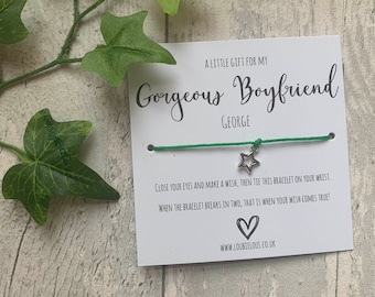 Gorgeous Boyfriend Wish Bracelet | Personalised Wish Bracelet | Wish Bracelet Charm | Family | For Him |  Birthday Gift | Boyfriend Gift