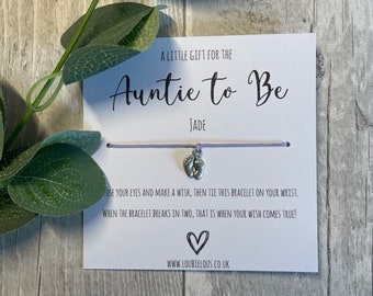 Auntie to Be Wish Bracelet | Personalised Wish Bracelet | Wish Bracelet Charm | Family | New Baby | Auntie Gift