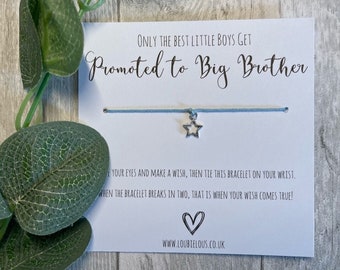 Promoted to Big Brother Wish Bracelet | Personalised Wish Bracelet | Wish Bracelet Charm | Family | New Baby | Sibling