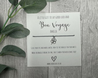 Bon Voyage Wish Bracelet | Personalised Wish Bracelet | Wish Bracelet Charm | Family | Friends