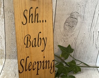 Baby Sleeping Wooden Hanger ǀ Door Hanger ǀ Nursery Decor