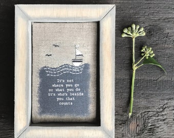 Embroidered Box Frame - It's Not Where You Go ǀ Gift