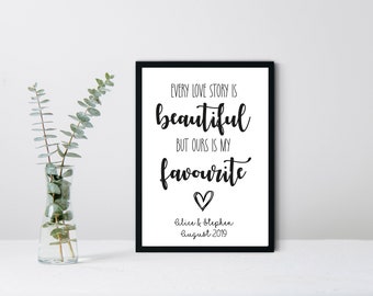 Every Love Story is Beautiful Personalised Print | A4 Framed Print | Home Decor | Wall Art | A4 Print| Wall Quote | Personalised Print