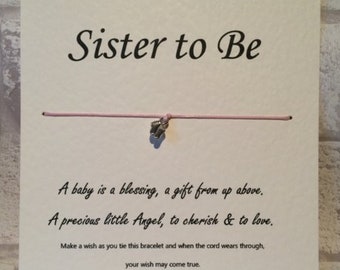 Sister to Be Wish Bracelet | Wish Bracelet | Bracelet Charm | Family | New Baby | Sister Gift