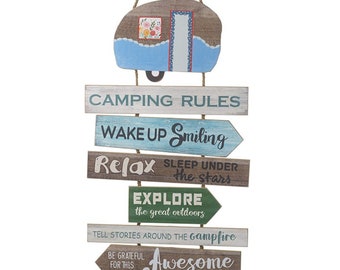 Caravan Camping Rules Sign ǀ Hanging Sign ǀ Homeware ǀ Gift