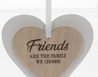 Double Heart Sign - Friend ǀ Hanging Wooden Heart ǀ Hanging Sign ǀ Gift