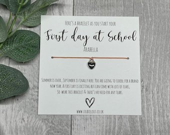 First Day at School Worry Bracelet | Personalised Wish Bracelet | Wish Bracelet Charm | School | School Year | New School