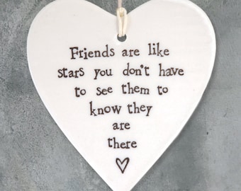 Friends are like Stars Porcelain Hanging Heart ǀ Porcelain ǀ Keepsake ǀ Gift