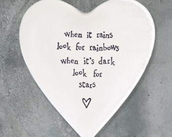 When it Rains Porcelain Coaster ǀ Porcelain Heart ǀ Keepsake ǀ Gift