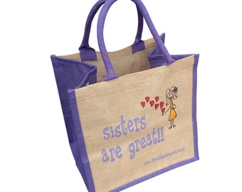 Sisters are Great Canvas Shopping Bag ǀ Gift ǀ Bags and Accessories ǀ Shopping