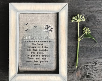 Embroidered Box Frame - Best Things in Life ǀ Gift