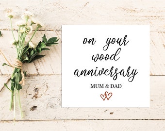 Wood (5th) Anniversary Card | Greeting Card | Card | Family | Friends | Love | Husband | Wife | Anniversary