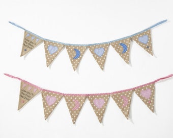 Moon and Back Bunting ǀ Pink ǀ Blue ǀ Love You to the Moon ǀ Children's Decor ǀ Bunting