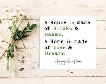 New Home Quote Card | Quote Greeting Card | Quote Card | Family | Friends | New Home | House | You've Moved