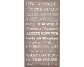 Grandparent's House Rules Sign ǀ Gift ǀ Homeware