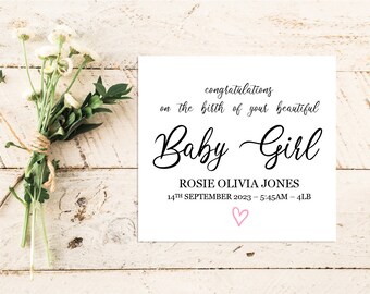 Baby Girl Card | Greeting Card | Card | Family | Friends | Baby Girl | Welcome Baby | Baby