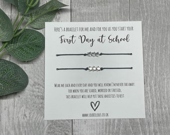 School Worry Bracelet | Personalised Wish Bracelet | Wish Bracelet Charm | Family | Friends | Support | Anxiety | First Day