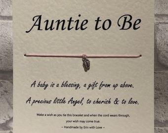 Auntie to Be Wish Bracelet | Wish Bracelet | Bracelet Charm | Family | New Baby | Auntie Gift