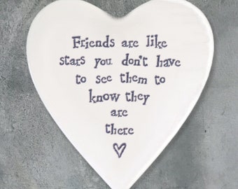 Friends are like Stars Porcelain Coaster ǀ Porcelain Heart ǀ Keepsake ǀ Gift