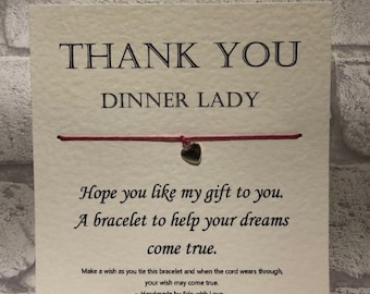 Dinner Lady Wish Bracelet | Teacher Gift | Teacher | End of Year | Teachers
