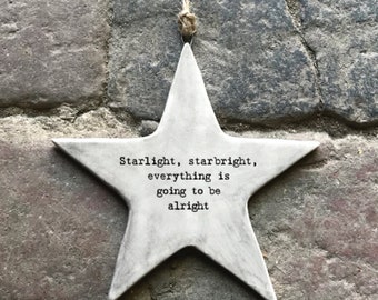 Starlight (Rustic) Porcelain Hanging Star ǀ Porcelain ǀ Keepsake ǀ Gift