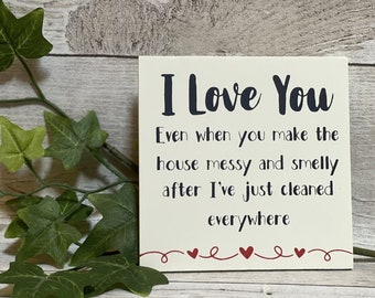 Love You Wooden Coaster (Messy House) ǀ Love You ǀ Gift