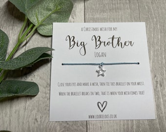 Big Brother Christmas Wish Bracelet | Personalised Wish Bracelet | Wish Bracelet Charm | Family | Christmas | Xmas | Brother | Sibling