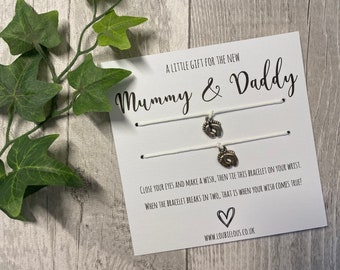 New Mummy & Daddy Wish Bracelet | Personalised Wish Bracelet | Wish Bracelet Charm | Family | New Baby | New Parents