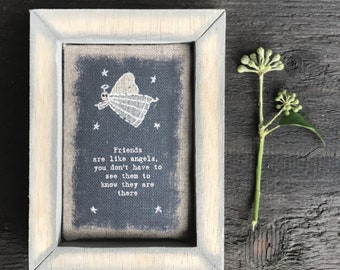 Embroidered Box Frame - Friends Like Angels ǀ Gift