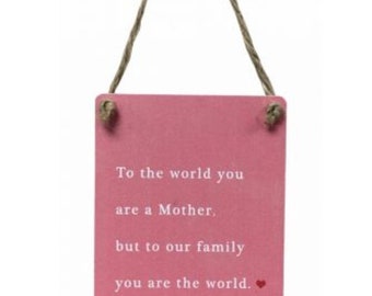 Mini Metal Sign - Mother (World) ǀ Hanging Sign ǀ Gift