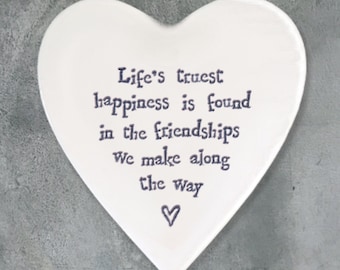 Lifes truest Happiness Porcelain Coaster ǀ Porcelain Heart ǀ Keepsake ǀ Gift